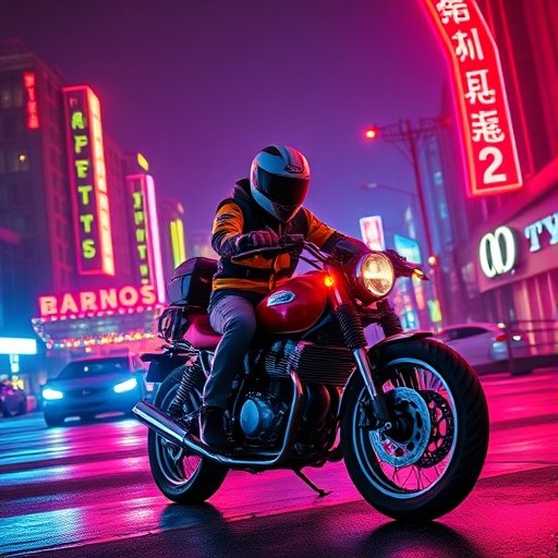 Uma acelerada noturna do editor de nosso site pela cidade, na moto fantasma synthwave.
